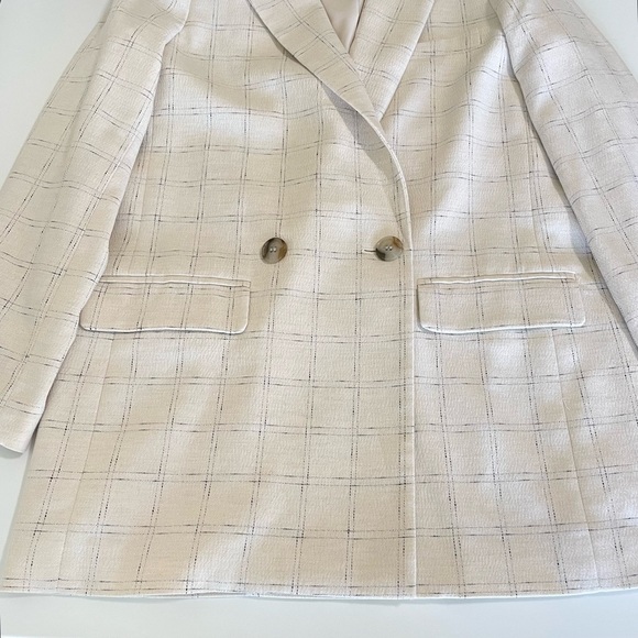 NEW Madewell Caldwell Double Breasted Blazer Ghent Plaid Windowpane Ivory XS - Picture 11 of 16